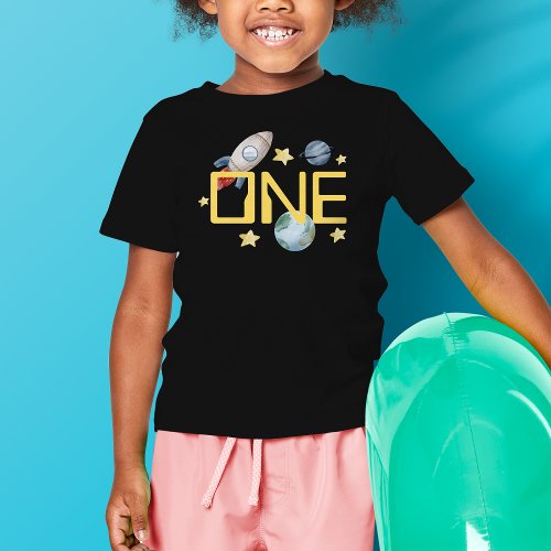 Space 1st Birthday Party First Trip Around The Sun Toddler T_shirt
