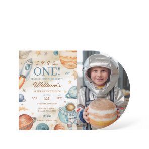 Space 1st Birthday Photo Invitation