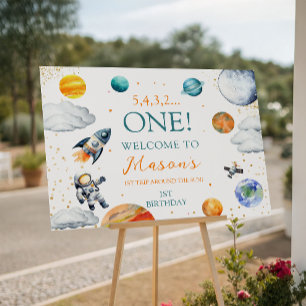 Space 1st Birthday Welcome Sign