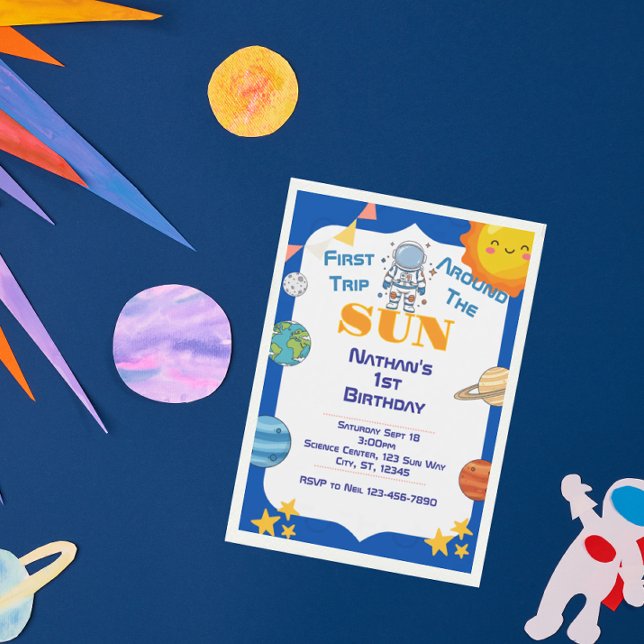 Space 1st Trip Around the Sun birthday Invitation (Creator Uploaded)