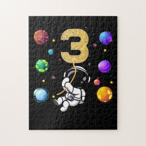 Space 3 Years Old 3th Birthday Planets Astronaut Jigsaw Puzzle