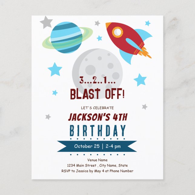 Space 4th Birthday Budget (Front)