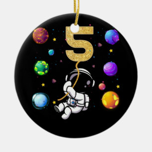 Space 5 Years Old 5th Birthday Planets Astronaut Ceramic Ornament