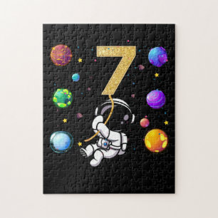 Space 7 Years Old 7th Birthday Planets Astronaut Jigsaw Puzzle