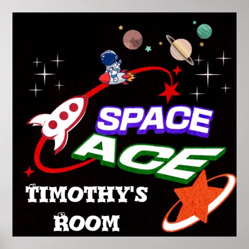 Space Ace Kids Room Editable Poster