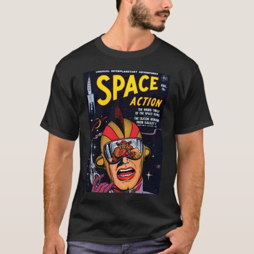 Space Action 2 Vintage Sci Fi Comic Book Cover T_Shirt