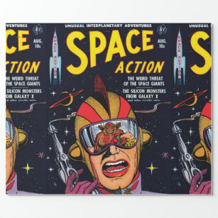 Space Action #2 Vintage Sci Fi Comic Book Cover Wrapping Paper