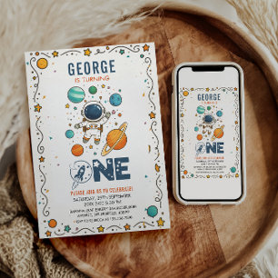 Space Adventure 1st birthday Outer Space Invitation