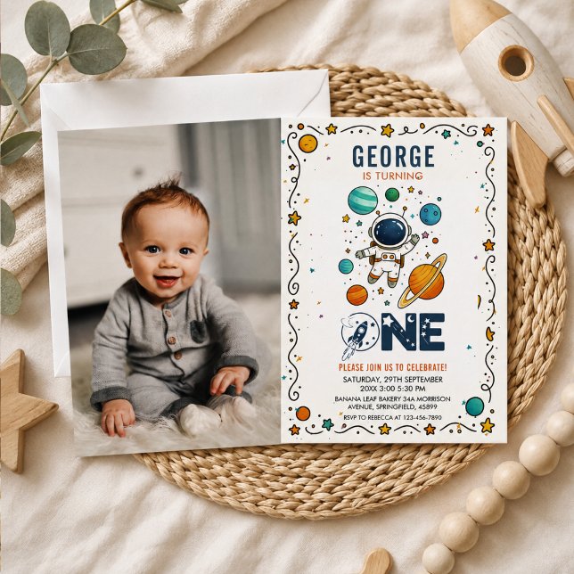Space Adventure 1st birthday | Outer Space  Invitation (Space Adventure 1st birthday | Outer Space Invitation
)