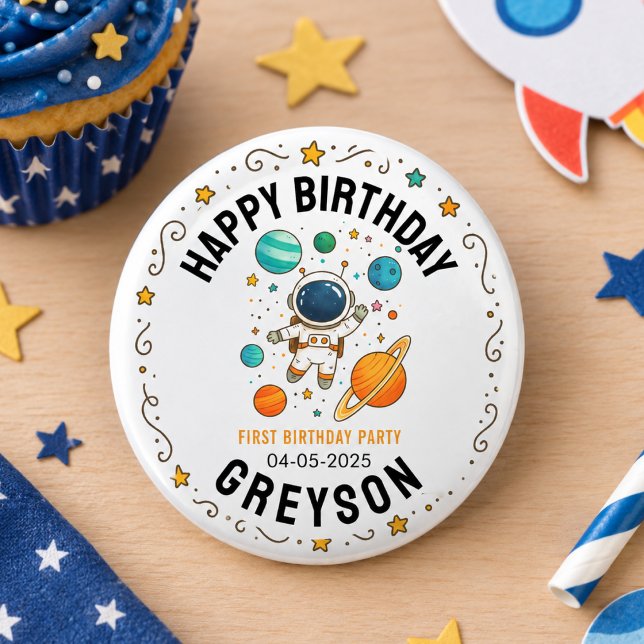 Space Adventure 1st Birthday | Outer Space Party Button (Space Adventure 1st Birthday | Outer Space Party Button)