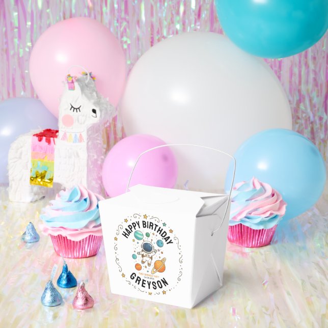 Space Adventure 1st Birthday | Outer Space Party Favor Boxes (Party)