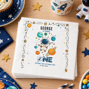 Space Adventure 1st Birthday Outer Space Party Napkins
