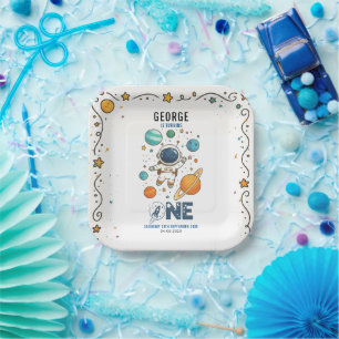 Space Adventure 1st Birthday Outer Space Party Paper Plates