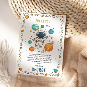 Space Adventure 1st Birthday   Outer Space Thank You Card