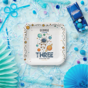 Space Adventure 3rd Birthday Outer Space for Kid Paper Plates