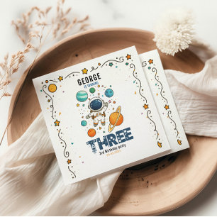 Space Adventure 3rd Birthday Outer Space Party Napkins