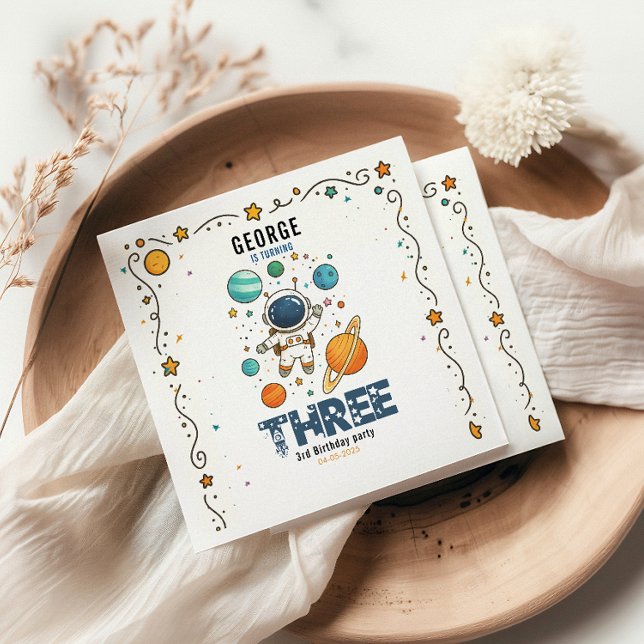 Space Adventure 3rd Birthday | Outer Space Party Napkins (Creator Uploaded)