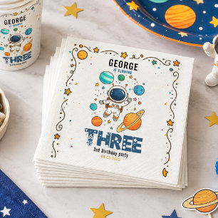Space Adventure 3rd Birthday Outer Space Party Napkins
