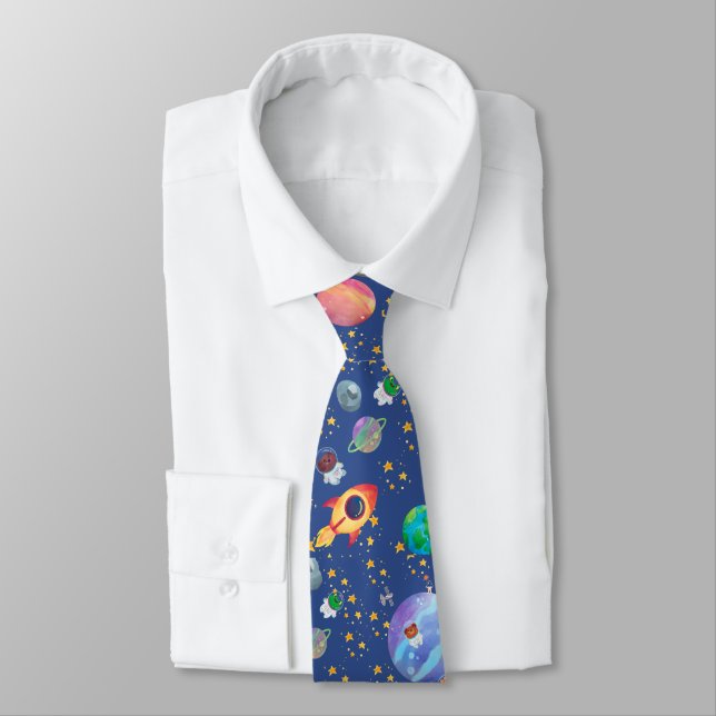 Space Adventure Astronauts Neck Tie (Tied)