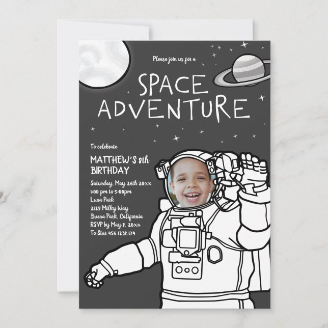 Space Adventure Birthday Invitation (Front)