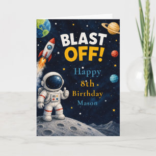 Space Adventure Birthday Party Card