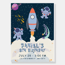 Space Adventure Birthday With Rocket And Astronaut