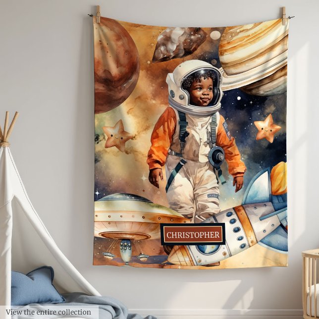 Space Adventure Blanket Cute Black Boys Gift Idea (Space Adventure Blanket Cute Black Boys Gift Idea)