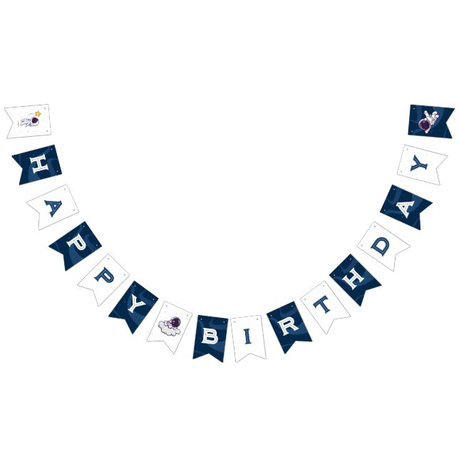 Space Adventure:Blue Astronaut Kids Birthday Party Bunting Flags (All)