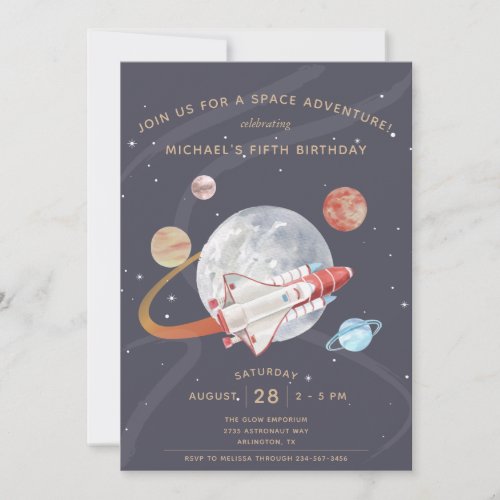Space Adventure Boys Birthday  Invitation