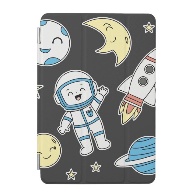Space Adventure Cartoon – iPad Case Design (Front)