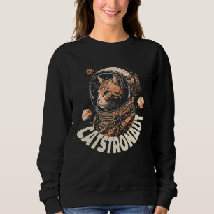 Space Adventure Catstronaut in Action cat Sweatshirt