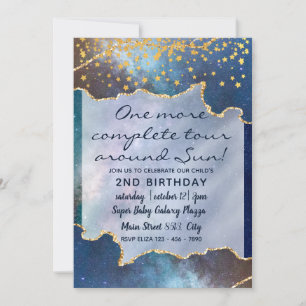 Space Adventure Galaxy Child 2nd Birthday Invitation