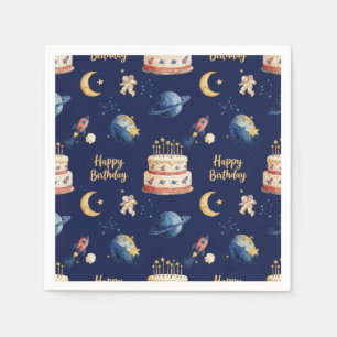 Space Adventure Kids Birthday Paper Napkins