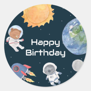 Space Adventure: Planets and Animals Astronauts Classic Round Sticker