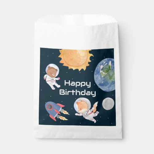 Space Adventure Planets and Animals Astronauts Favor Bag