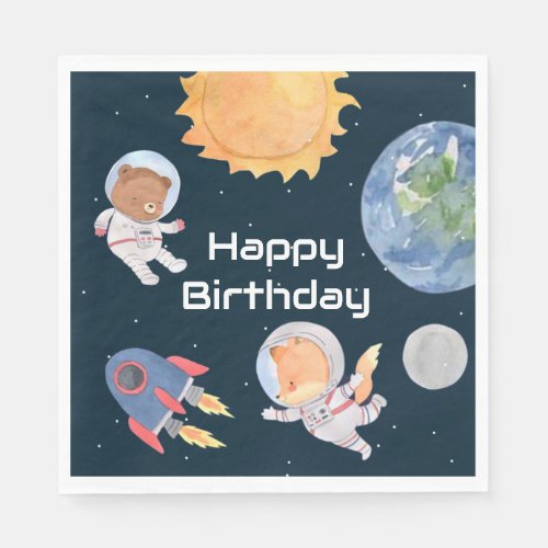 Space Adventure Planets and Animals Astronauts Napkins