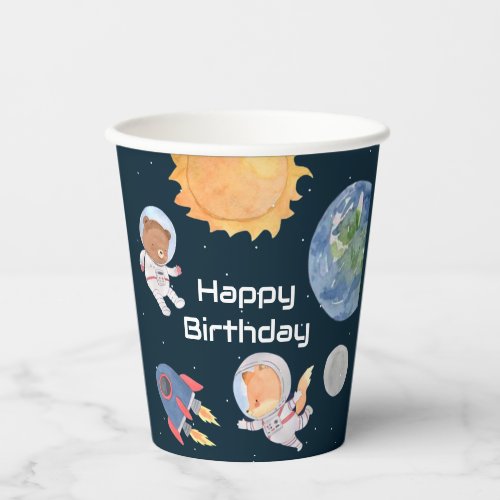 Space Adventure Planets and Animals Astronauts Paper Cups