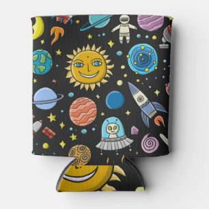 Space adventure: planets, rockets pattern. can cooler