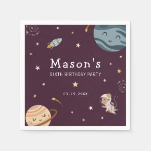 Space Adventure Playful Kids Birthday Party Napkins