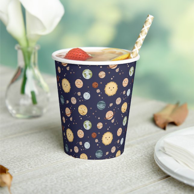 Space Adventure Playful Kids Birthday Party Paper Cups (Insitu)