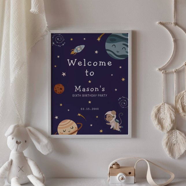 Space Adventure Playful Kids Birthday Party Poster (Creator Uploaded)