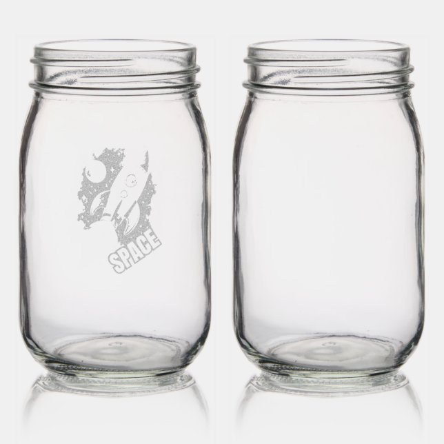Space Adventure Poster | Adventure Awaits  Mason Jar (Glassware)