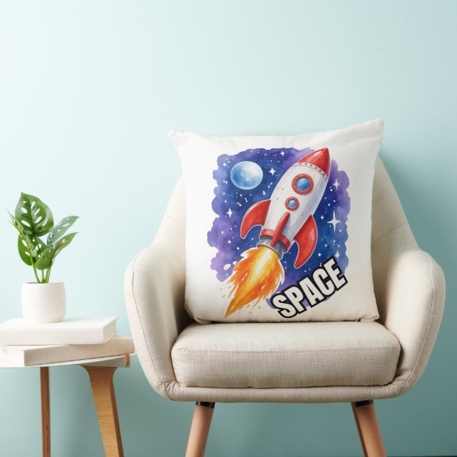 Space Adventure Poster | Adventure Awaits  Throw Pillow (Chair)