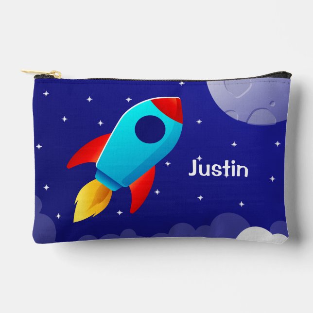 Space Adventure Rocket Design Accessory Pouch (Front)