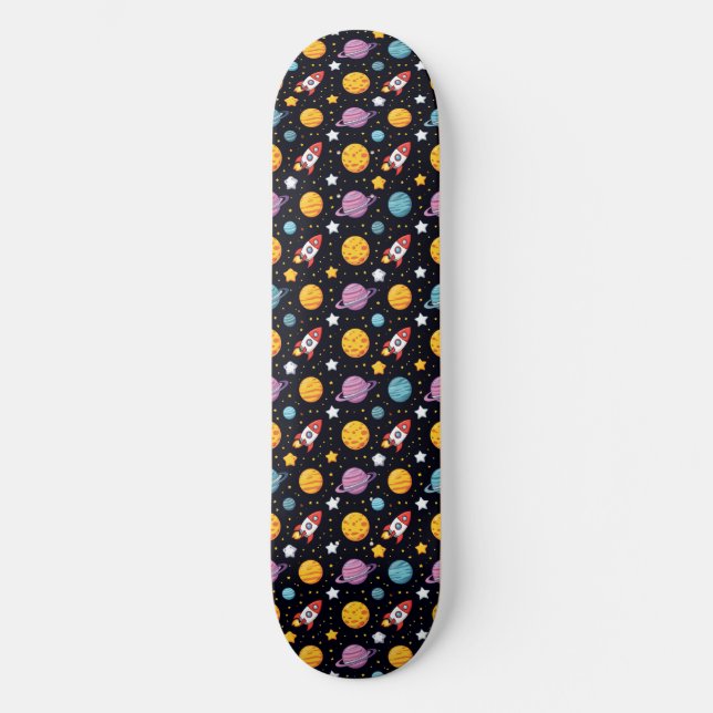 Space Adventure Skateboard Deck Colorful Galaxy (Front)