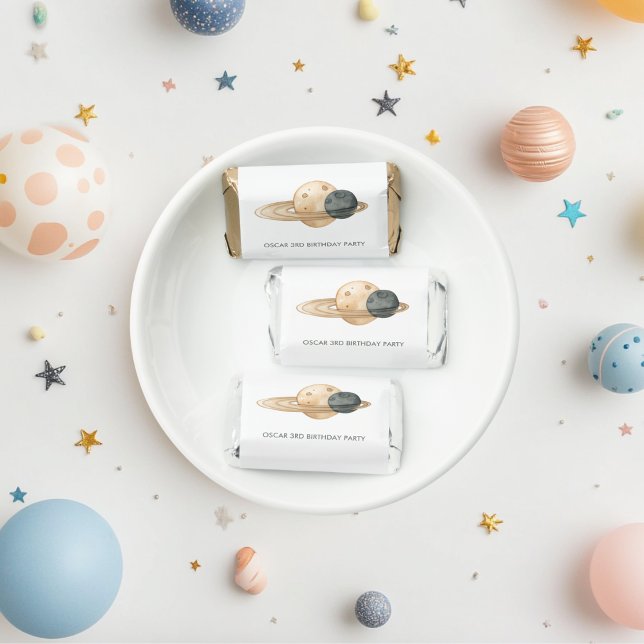 "Space Adventure Watercolor First Birthday Hershey's Miniatures (Creator Uploaded)