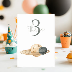 "Space Adventure Watercolor First Birthday Table Number