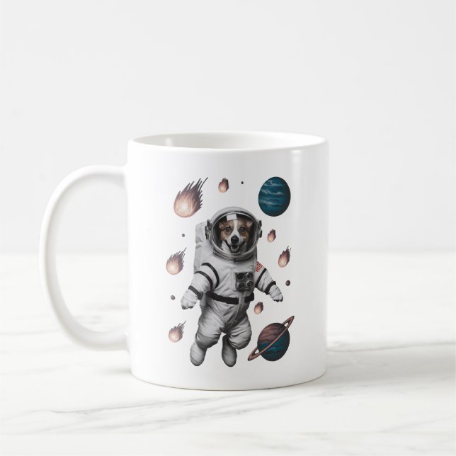 Space Adventure With A Dog Astronaut Coffee Mug (Left)