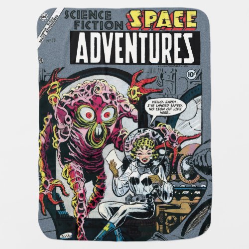 Space Adventures 12 Funny 50s Retro Sci Fi Comic Receiving Blanket