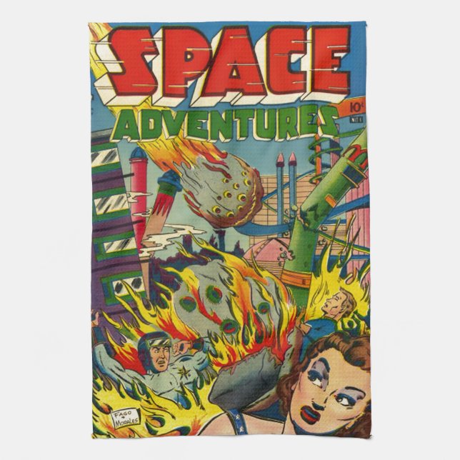 SPACE ADVENTURES RETRO COMICS TOWEL (Vertical)